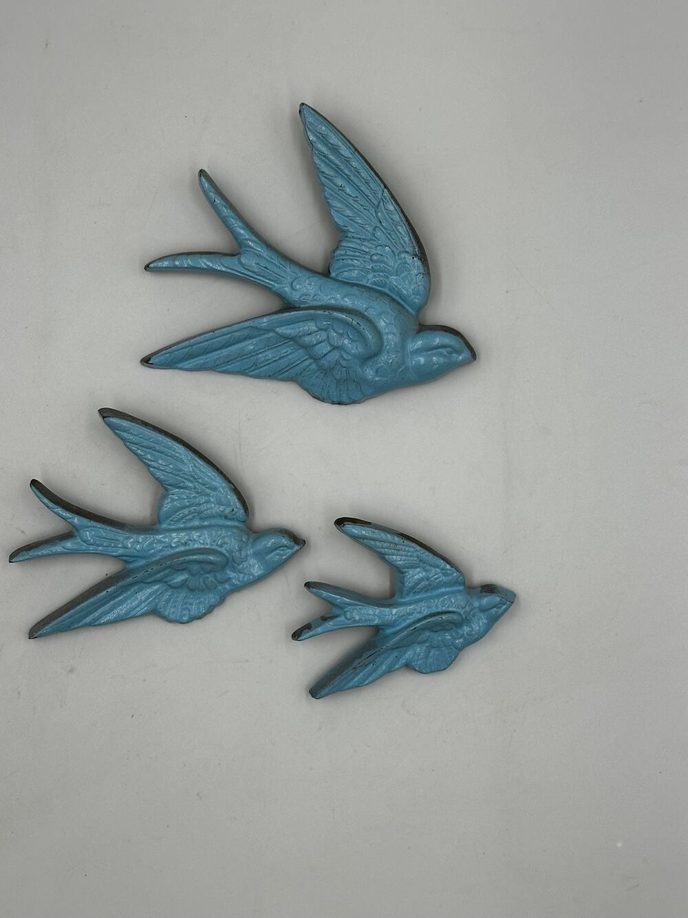Vintage Sexton Blue Swallow Wall Plaques Set of 3 MCM USA 1972 Burwood Style